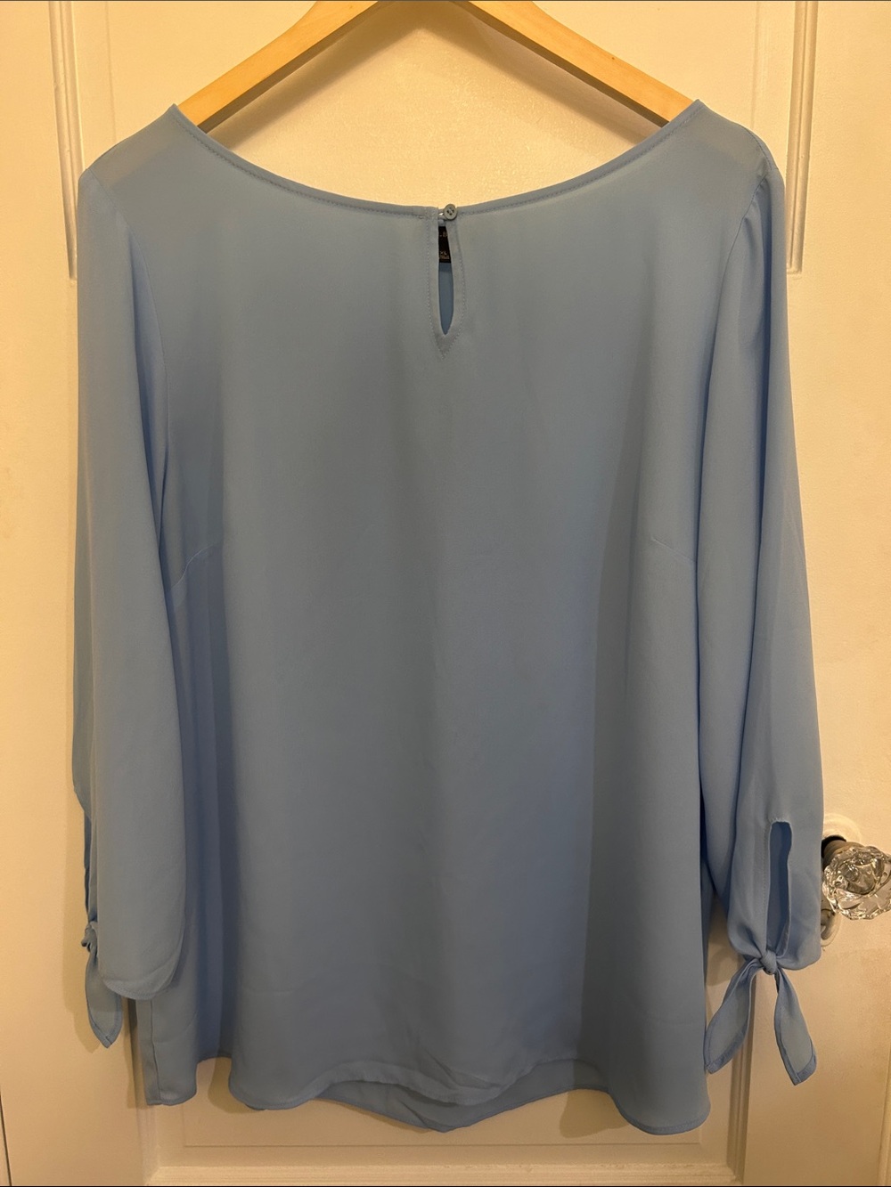 Talbots Light Blue Tie-Sleeve Boatneck Blouse